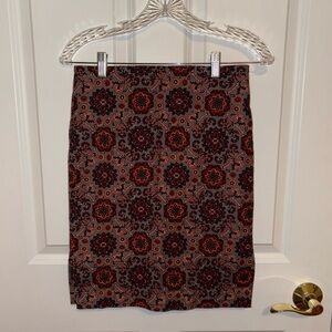 Loft Victorian Floral Skirt Side Slit Multicolor